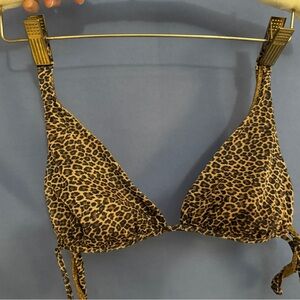 Vintage versitle Leopard Print Bikini Top shimmery gold on reverse side 34 B